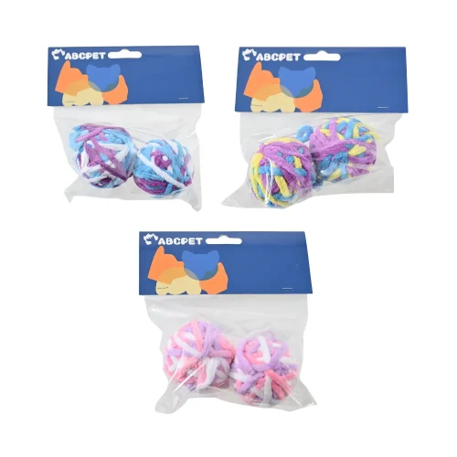 48 Sets/Carton 2PCS Handmade Yarn Ball Cat Toys Interactive Kitten Play Balls 3 Colors Mixed Wholesale Pet Supplies