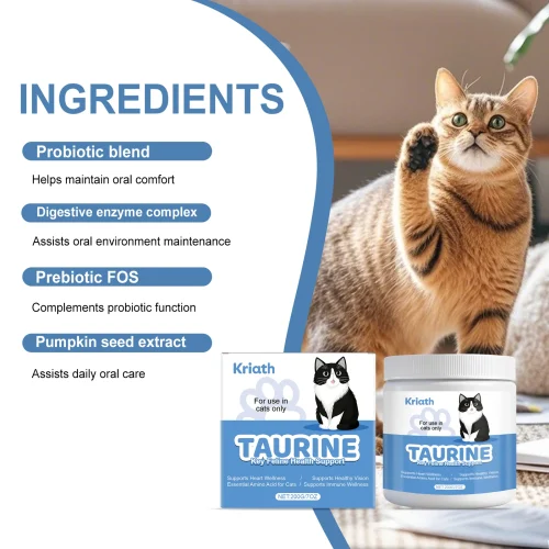 Cat Taurine Powder, Feline Nutritional Supplement, Support Heart & Eye Health, Daily Nutrition for Cats